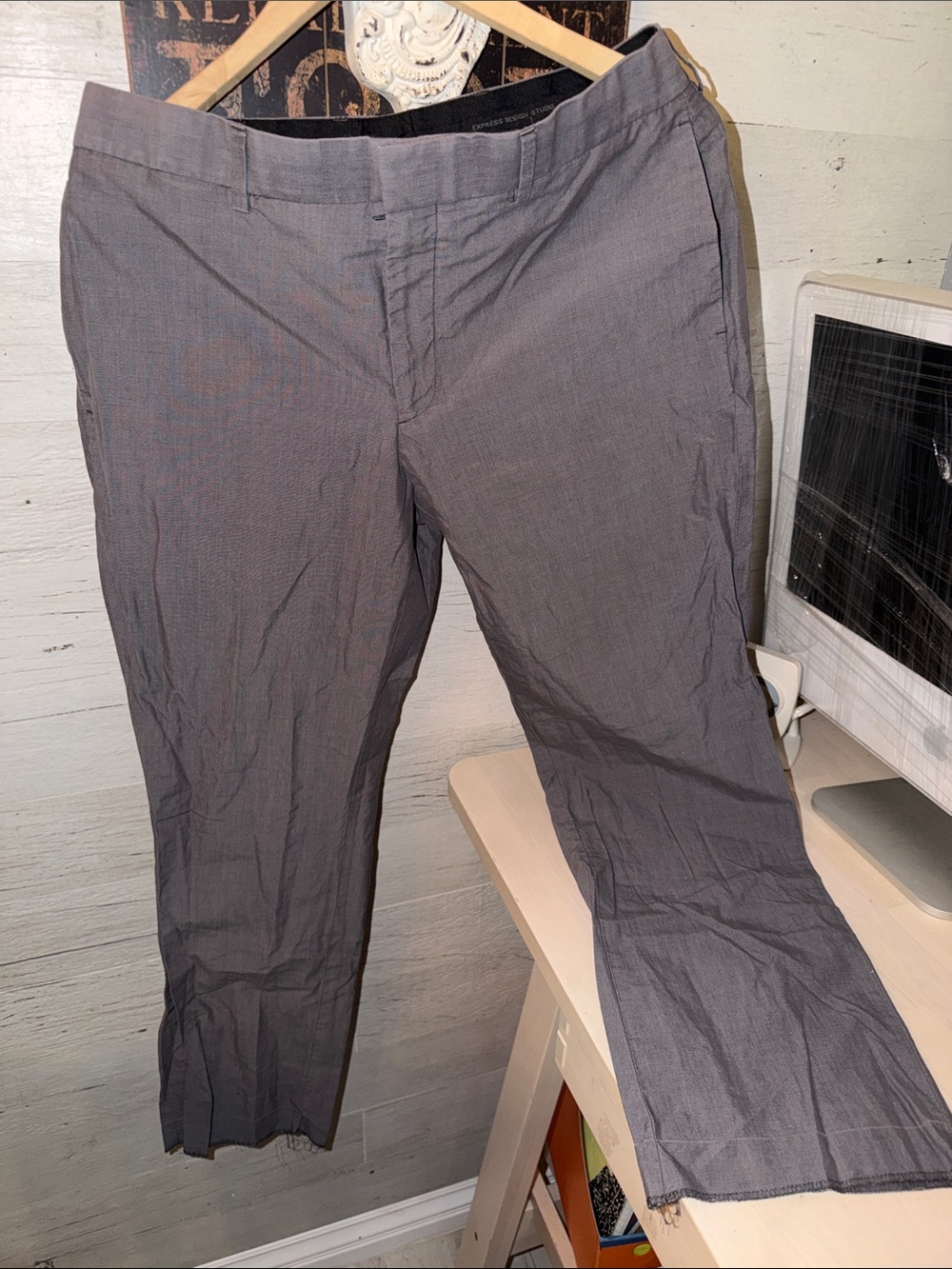 Express Men's Design Studio Producer Slate Gray Dress Pants Cotton Vintage